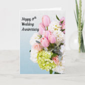 11回目の結婚記念日 ピンクのチューリップとアジサイ カード (正面)