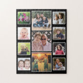 11家族で自分の写真を作るコラージュブラック ジグソーパズル (縦)