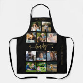11家族パーソナライズされた写真コラージュ黒金ゴールド エプロン (正面)