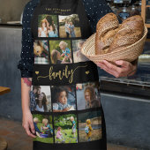 11家族パーソナライズされた写真コラージュ黒金ゴールド エプロン