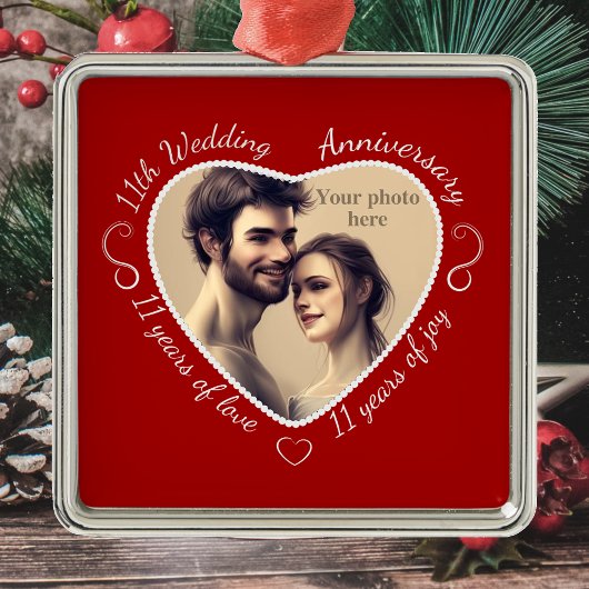 11年の結婚生活の写真を追加 メタルオーナメント
