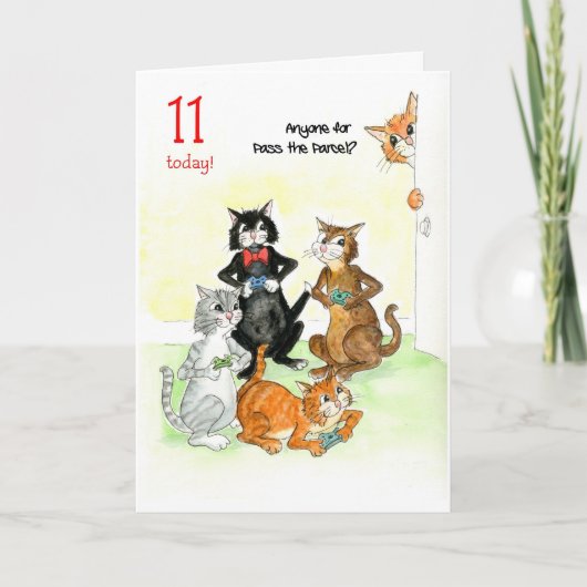 11年前のビデオゲームプレーヤー用誕生日カード カード (正面)