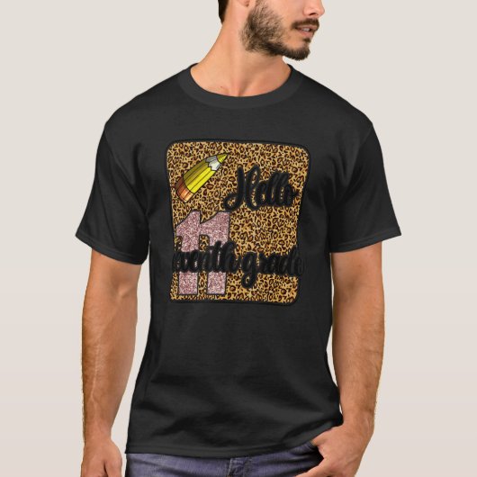 11年生の先生 こんにちは 学校の初日 ヒョウ Tシャツ (正面)