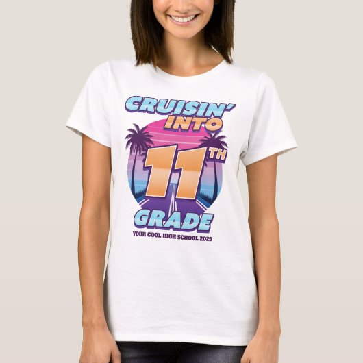 11年生の女の子のためのバックトゥスクールクルーズ Tシャツ (正面)