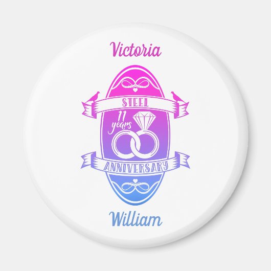 11年鉄伝統的鋼11結婚周年 マグネット (正面)