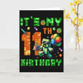 11才の誕生日ピクセル数字ビデオゲーム ゲーム カード (黄色い花)