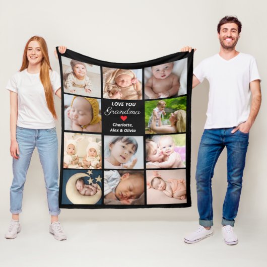 11最高の枚のコラージュおばあちゃん フリースブランケット (インサイチュ)