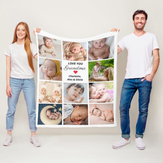 11最高の枚のコラージュおばあちゃん フリースブランケット (インサイチュ)