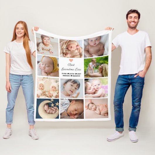 11最高の枚のコラージュおばあちゃん フリースブランケット (インサイチュ)