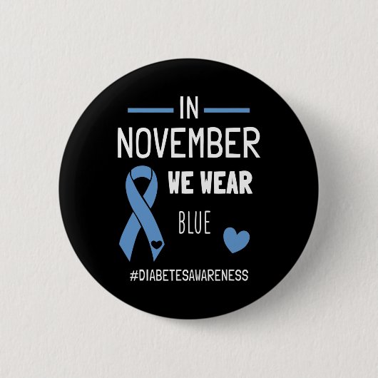 11月に我々は衣服ブルー糖尿病1型糖尿病 缶バッジ (正面)