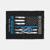 11月に我々衣服ブルーアメリカ国旗の糖尿病粟生音 フリースブランケット (正面(横))