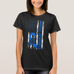 11月に我々衣服ブルーアメリカ国旗の糖尿病粟生音 Tシャツ
