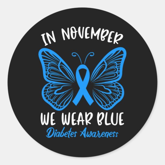 11月に我々衣服ブルー糖尿病認識度かわいいB ラウンドシール (正面)