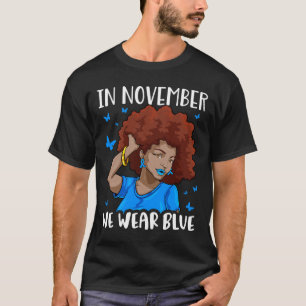 11月に私たちはブルーブラック女性糖尿病アウェアを使用 Tシャツ