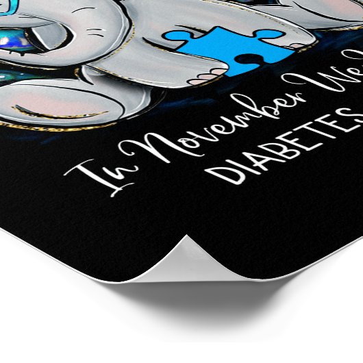 11月に私たちは衣服ブルーエレファント糖尿病 ポスター (角)