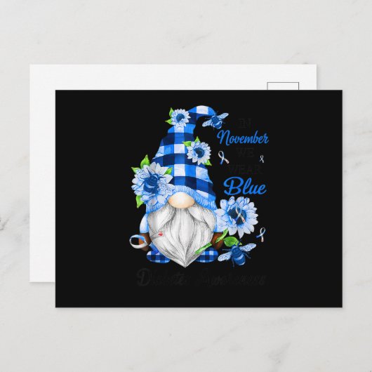 11月に私たちは衣服ブルー格言糖尿病認識度。 インビテーションポストカード (正面/裏面)