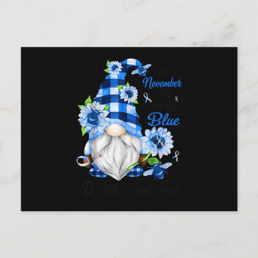 11月に私たちは衣服ブルー格言糖尿病認識度。 インビテーションポストカード (正面)