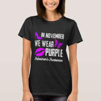 11月に私たち衣服パープルハイマーズアワレネス Tシャツ