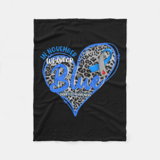 11月に私たち衣服ブルーハートヒョウ糖尿病Aw フリースブランケット
