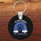 11月に私たち衣服ブルーレオパード虹色糖尿病 キーホルダー (正面)