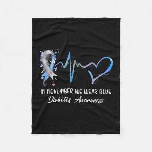 11月に私たち衣服ブルー糖尿病認識度ギフト フリースブランケット (正面)