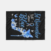 11月に私たち衣服ブルー糖尿病認識度バター フリースブランケット (正面(横))