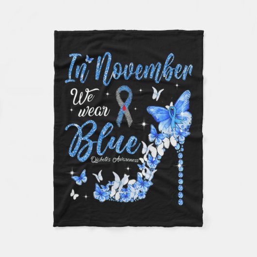 11月に私たち衣服ブルー糖尿病認識度バター フリースブランケット (正面)