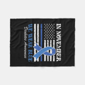 11月に私たち衣服ブルー糖尿病認識度リボン フリースブランケット (正面(横))