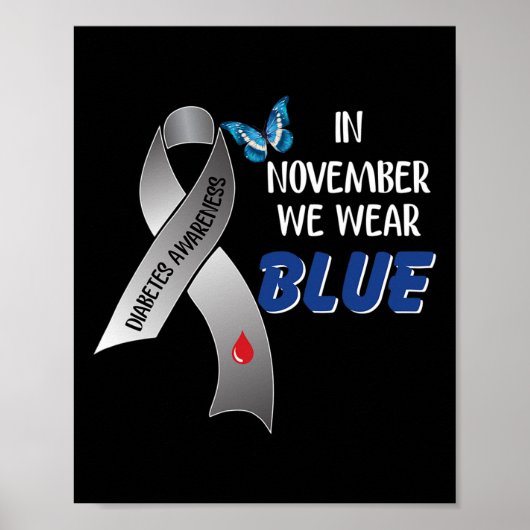 11月に私たち衣服ブルー糖尿病認識度リボン ポスター (正面)