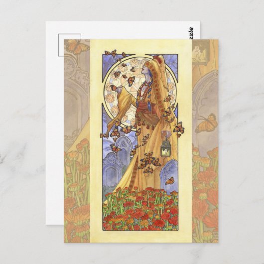 11月のアールヌーボー誕生石シリーズの女性 ポストカード (正面/裏面)