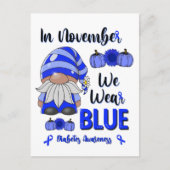 11月のウェ衣服ブルー：格言糖尿病認識度 ポストカード (正面)