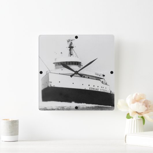 11月のエドマンドFitzgeraldのヴィンテージの疾風 スクエア壁時計 (ホーム)