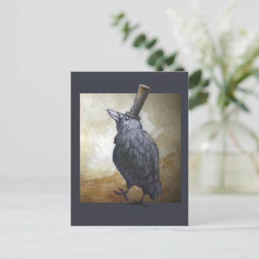 11月のカラスの郵便はがき ポストカード (スタンド正面)