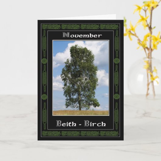 11月のケルト族のドルイド教司祭の誕生日の木の記号 カード (黄色い花)