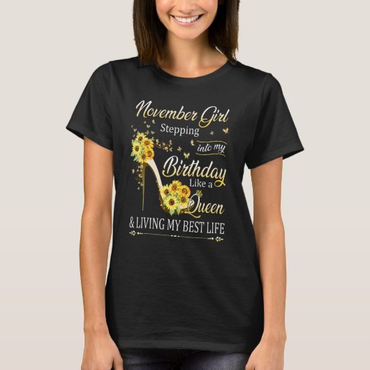 11月の女の子が私の誕生日に入ってQue Tシャツ (正面)