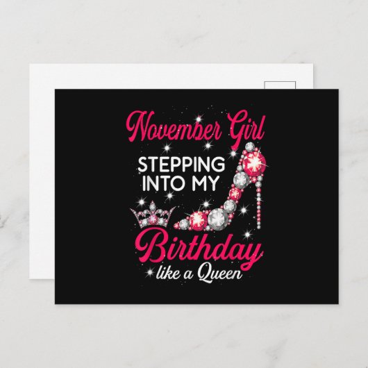 11月の少女が私の誕生日にハイヒールを履く シーズンポストカード (正面/裏面)