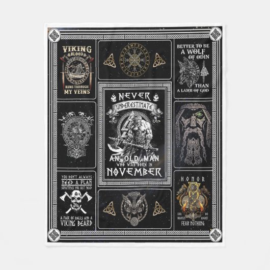 11月の男のバイキングオジンのオオカミになるよりよい フリースブランケット (正面)