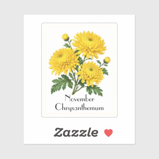 11月の菊の花ステッカー シール (シート)