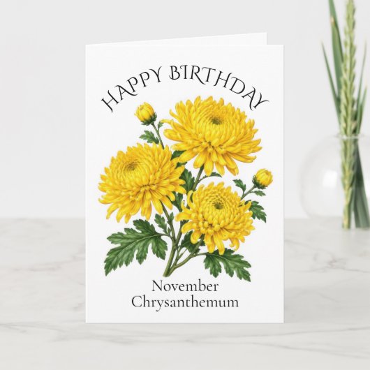 11月の菊の誕生日 カード (正面)