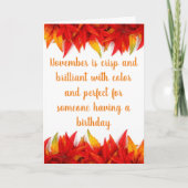 **11月の誕生日**鮮明で美しい カード (正面)