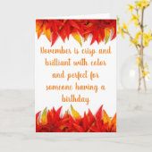 **11月の誕生日**鮮明で美しい カード (黄色い花)