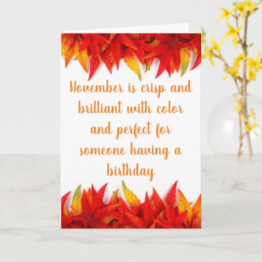 **11月の誕生日**鮮明で美しい カード (黄色い花)