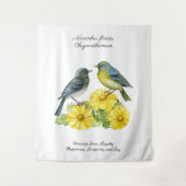 11月の誕生月の花 クリサンセマム 鳥 タペストリー (正面)