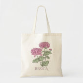 11月の誕生月の花 紫の菊 トートバッグ (正面)