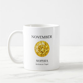 11月の誕生石の名前入りトパーズ コーヒーマグカップ