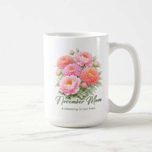 11月の誕生花にインスパイアされたママ用ラップ コーヒーマグカップ (右)