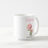 11月の誕生花のパーソナライズドコーヒーマグ コーヒーマグカップ (正面右)