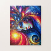 11月の髪の女神の頭の青い渦巻き – ジグソーパズル (縦)