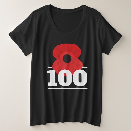 11月の11日記憶日のケシ記念日100年の プラスサイズTシャツ (デザイン正面)