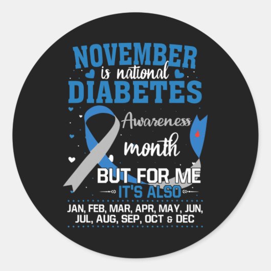 11月は国立糖尿病認識度月 ラウンドシール (正面)